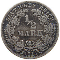 GERMANY EMPIRE 1/2 MARK 1915 A #a081 0807 - 1/2 Mark