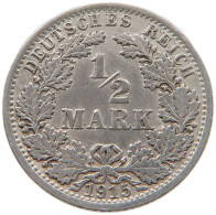 GERMANY EMPIRE 1/2 MARK 1915 A #a044 0913 - 1/2 Mark