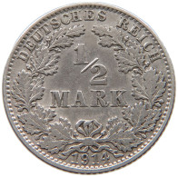 GERMANY EMPIRE 1/2 MARK 1914 J #a044 0911 - 1/2 Mark