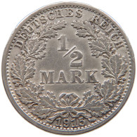 GERMANY EMPIRE 1/2 MARK 1915 A #a073 0423 - 1/2 Mark