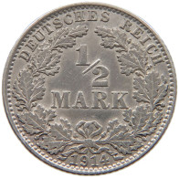 GERMANY EMPIRE 1/2 MARK 1914 J #a073 0465 - 1/2 Mark