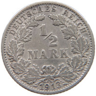 GERMANY EMPIRE 1/2 MARK 1913 F #a073 0481 - 1/2 Mark