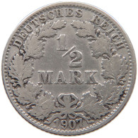 GERMANY EMPIRE 1/2 MARK 1907 J #a073 0359 - 1/2 Mark