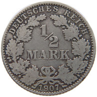 GERMANY EMPIRE 1/2 MARK 1907 D #a081 0815 - 1/2 Mark