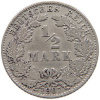 GERMANY EMPIRE 1/2 MARK 1907 D #a073 0439 - 1/2 Mark