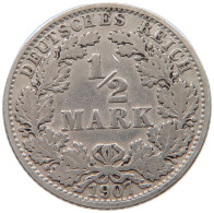 GERMANY EMPIRE 1/2 MARK 1907 A #a044 0083 - 1/2 Mark