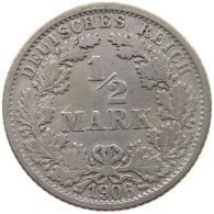 GERMANY EMPIRE 1/2 MARK 1906 F #a073 0347 - 1/2 Mark