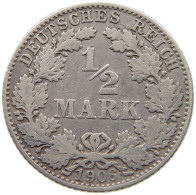 GERMANY EMPIRE 1/2 MARK 1906 D #a073 0385 - 1/2 Mark