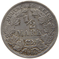 GERMANY EMPIRE 1/2 MARK 1906 A #a081 0811 - 1/2 Mark