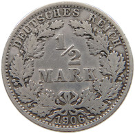 GERMANY EMPIRE 1/2 MARK 1906 A #a081 0831 - 1/2 Mark