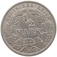 GERMANY EMPIRE 1/2 MARK 1906 A #a073 0471 - 1/2 Mark