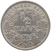 GERMANY EMPIRE 1/2 MARK 1906 A #a073 0493 - 1/2 Mark