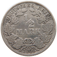 GERMANY EMPIRE 1/2 MARK 1906 A #a044 0105 - 1/2 Mark