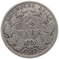 GERMANY EMPIRE 1/2 MARK 1906 A #a057 0301 - 1/2 Mark