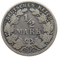 GERMANY EMPIRE 1/2 MARK 1906 A #a045 0723 - 1/2 Mark