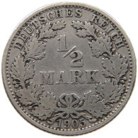 GERMANY EMPIRE 1/2 MARK 1905 J #a081 0783 - 1/2 Mark