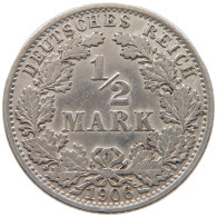 GERMANY EMPIRE 1/2 MARK 1906 A #a044 0137 - 1/2 Mark
