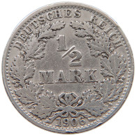 GERMANY EMPIRE 1/2 MARK 1906 A #a057 0293 - 1/2 Mark
