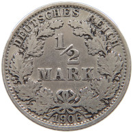 GERMANY EMPIRE 1/2 MARK 1906 A #a045 0737 - 1/2 Mark