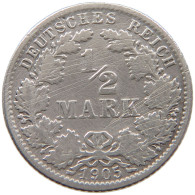 GERMANY EMPIRE 1/2 MARK 1905 J #a073 0475 - 1/2 Mark