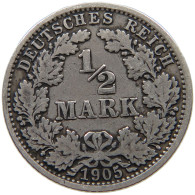 GERMANY EMPIRE 1/2 MARK 1905 A #a081 0817 - 1/2 Mark