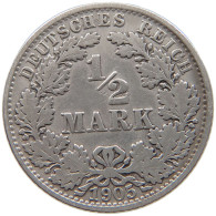 GERMANY EMPIRE 1/2 MARK 1905 A #a073 0479 - 1/2 Mark