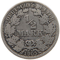 GERMANY EMPIRE 1/2 MARK 1905 A #a081 0791 - 1/2 Mark