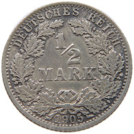 GERMANY EMPIRE 1/2 MARK 1905 A #a073 0393 - 1/2 Mark