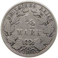 GERMANY EMPIRE 1/2 MARK 1905 A #a069 0215 - 1/2 Mark