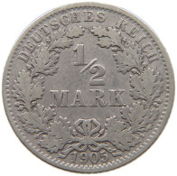 GERMANY EMPIRE 1/2 MARK 1905 A #a073 0317 - 1/2 Mark