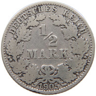 GERMANY EMPIRE 1/2 MARK 1905 A #a069 0217 - 1/2 Mark