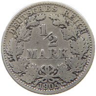 GERMANY EMPIRE 1/2 MARK 1905 A #a069 0211 - 1/2 Mark