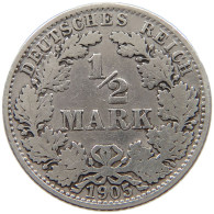 GERMANY EMPIRE 1/2 MARK 1905 A #a069 0209 - 1/2 Mark