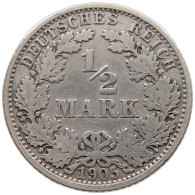 GERMANY EMPIRE 1/2 MARK 1905 A #a044 0099 - 1/2 Mark