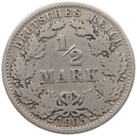 GERMANY EMPIRE 1/2 MARK 1905 A #a044 0129 - 1/2 Mark