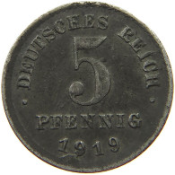 GERMANY EMPIRE 5 PFENNIG 1919 D #s075 0093 - 5 Rentenpfennig & 5 Reichspfennig