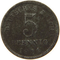 GERMANY EMPIRE 5 PFENNIG 1921 E #c072 0177 - 5 Renten- & 5 Reichspfennig