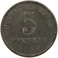 GERMANY EMPIRE 5 PFENNIG 1920 E #a057 0117 - 5 Rentenpfennig & 5 Reichspfennig