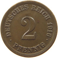 GERMANY EMPIRE 2 PFENNIG 1916 F #s068 0381 - 2 Pfennig