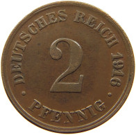 GERMANY EMPIRE 2 PFENNIG 1916 D #s068 0411 - 2 Pfennig