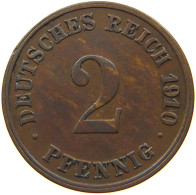GERMANY EMPIRE 2 PFENNIG 1910 D #s068 0323 - 2 Pfennig