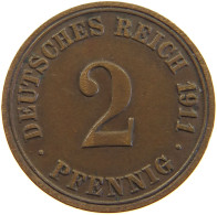 GERMANY EMPIRE 2 PFENNIG 1911 A #a066 0727 - 2 Pfennig