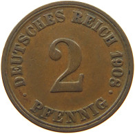 GERMANY EMPIRE 2 PFENNIG 1908 A #s068 0337 - 2 Pfennig