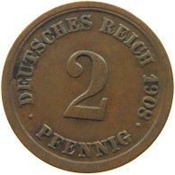 GERMANY EMPIRE 2 PFENNIG 1908 F #s068 0325 - 2 Pfennig
