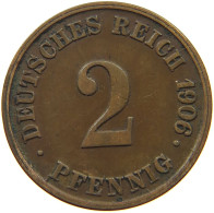 GERMANY EMPIRE 2 PFENNIG 1906 J #s080 0165 - 2 Pfennig