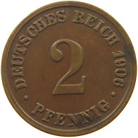 GERMANY EMPIRE 2 PFENNIG 1906 D #c082 0211 - 2 Pfennig