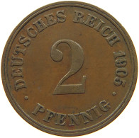 GERMANY EMPIRE 2 PFENNIG 1905 D #s068 0345 - 2 Pfennig