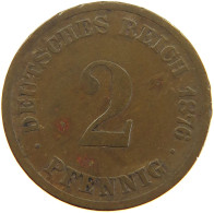 GERMANY EMPIRE 2 PFENNIG 1876 D #a066 0733 - 2 Pfennig