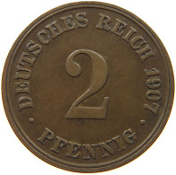 GERMANY EMPIRE 2 PFENNIG 1907 D #s068 0377 - 2 Pfennig