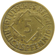 GERMANY WEIMAR 5 PFENNIG 1925 E #a055 0519 - 5 Renten- & 5 Reichspfennig